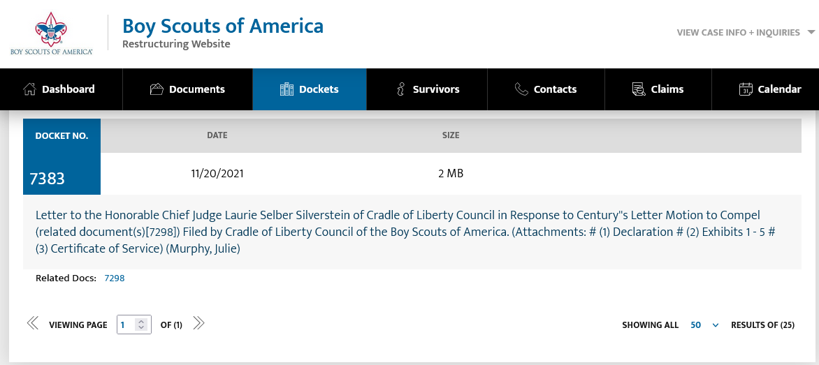 Docket Location for Motion to Compel