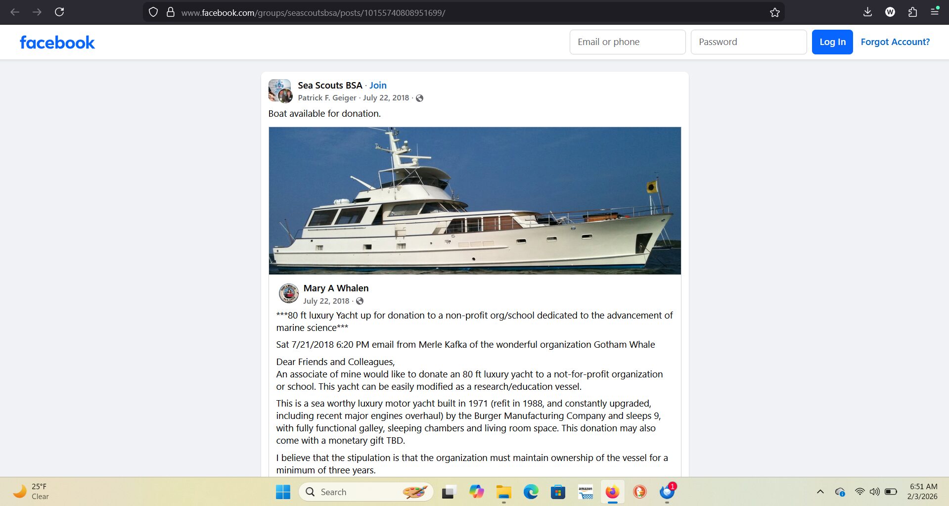 Mark Epstein Offering Boat Rides to Boy Scouts in 2018