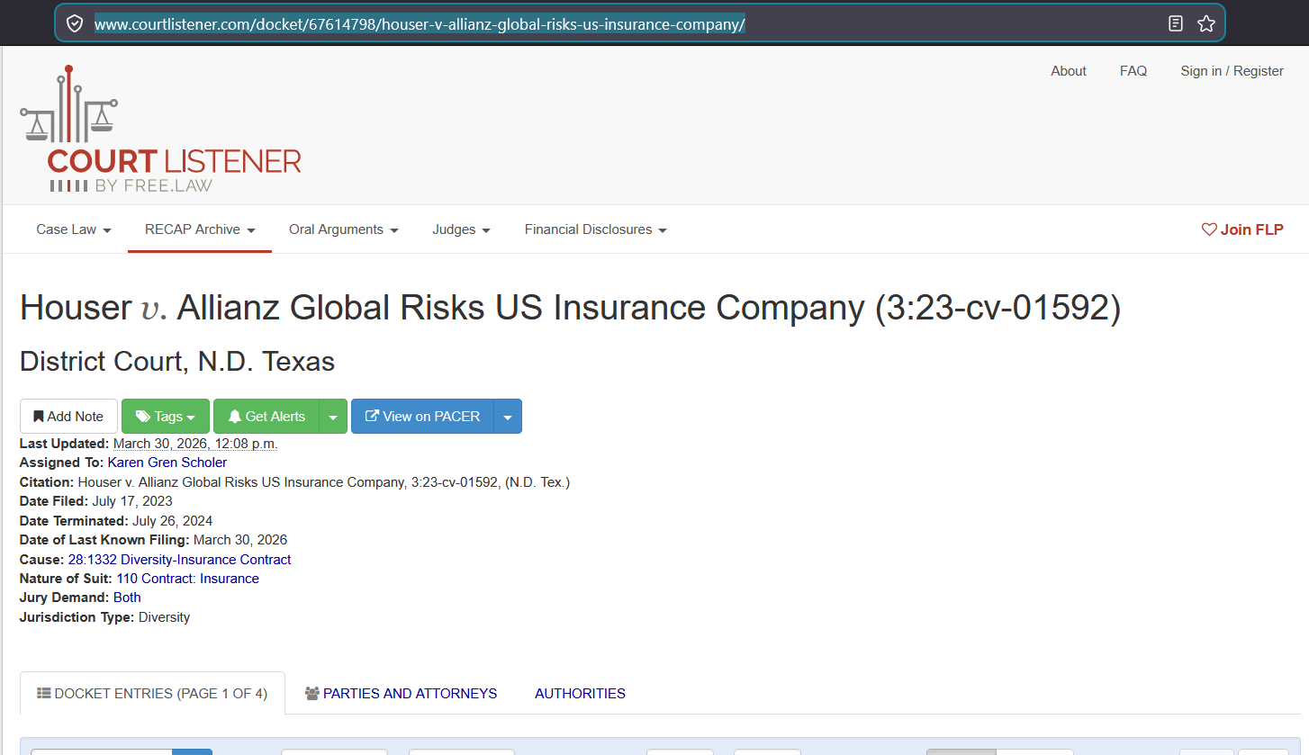 Houser v. Allianz Global Risks US Insurance Company (3:23-cv-01592)